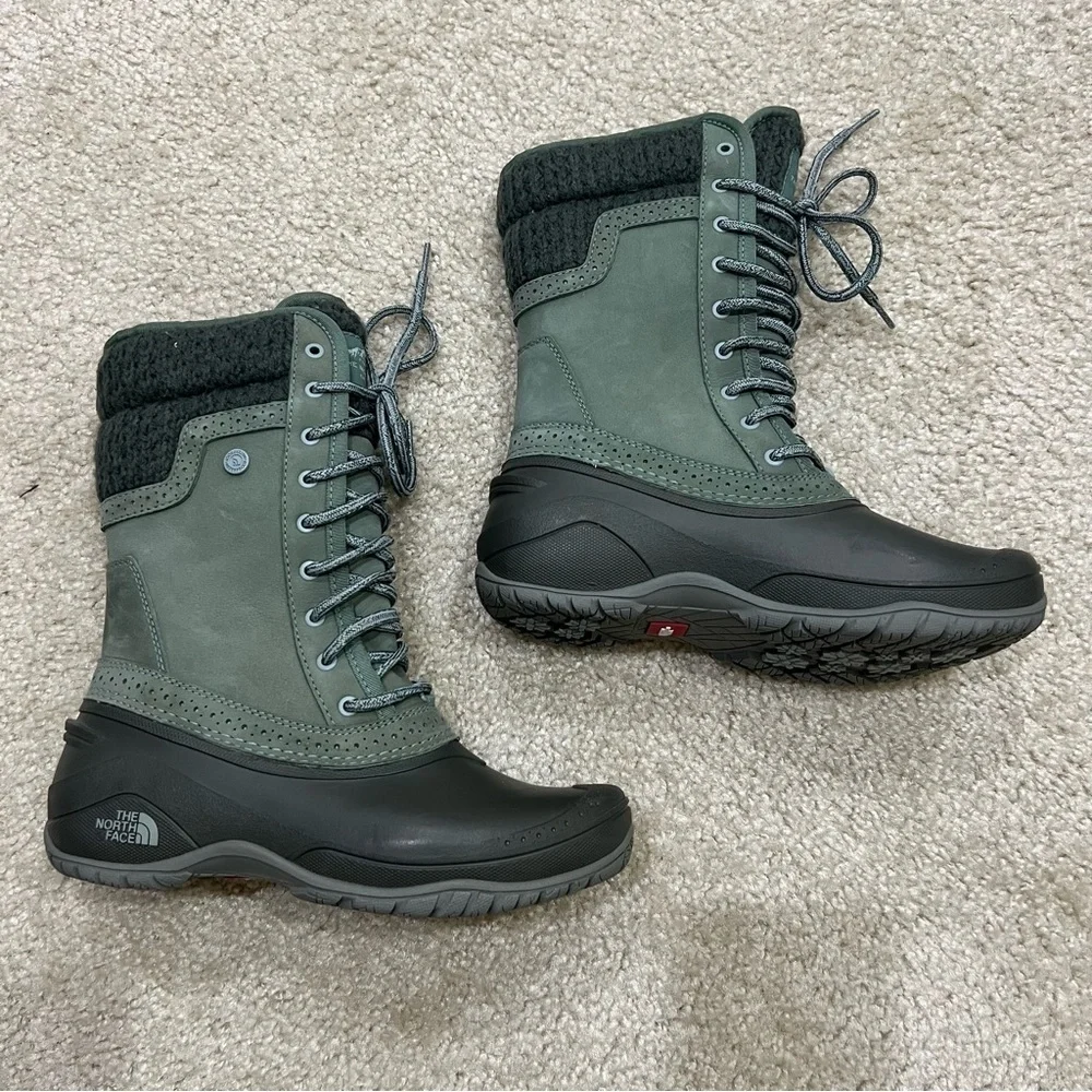 The North Face Women Shellista II Dachund Green Mid Winter Boots Size 5.5,